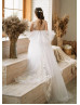 White Lace Tulle Transparent Back Flower Girl Dress